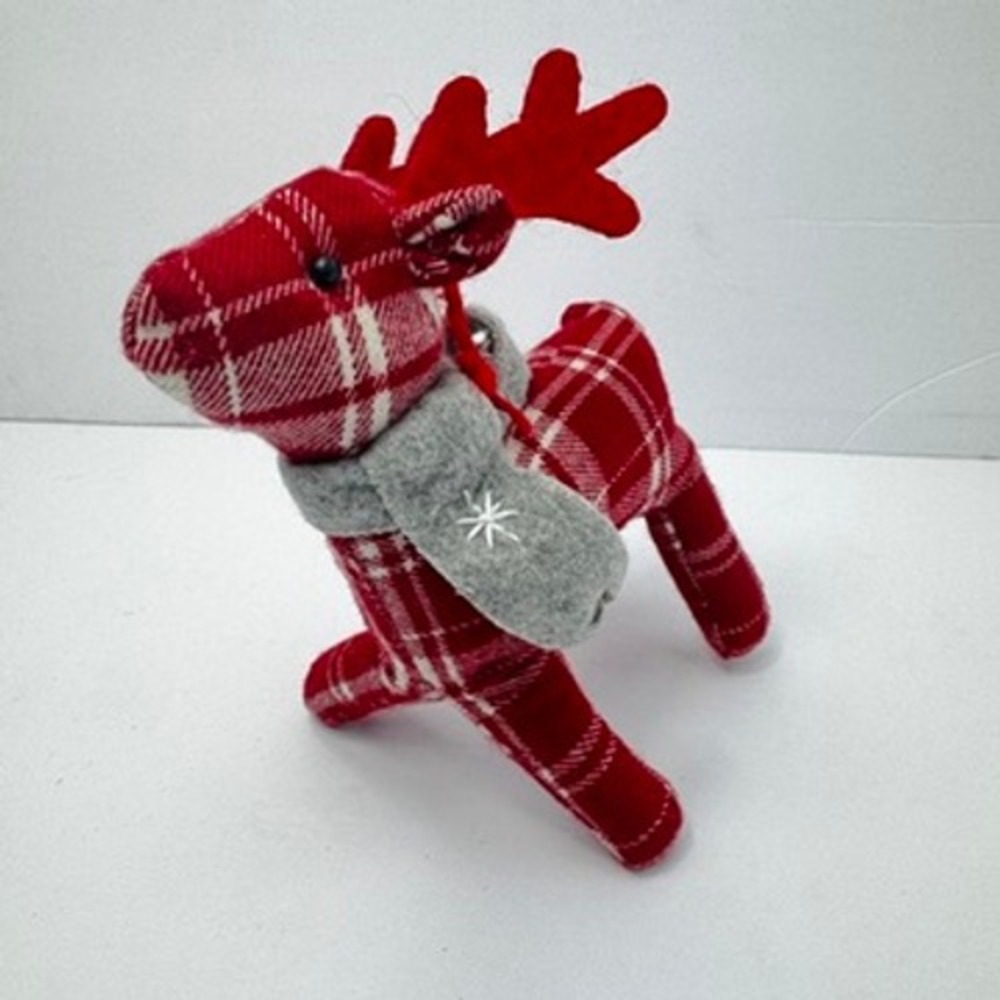 Target Christmas Holiday Plush Red Plaid Moose Figurine Decoration